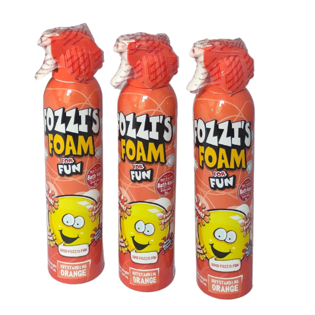 Fozzi's Bath Foam Spray for Kids 11.04 oz, in Yellow, Purple or Orange color (sets of three)