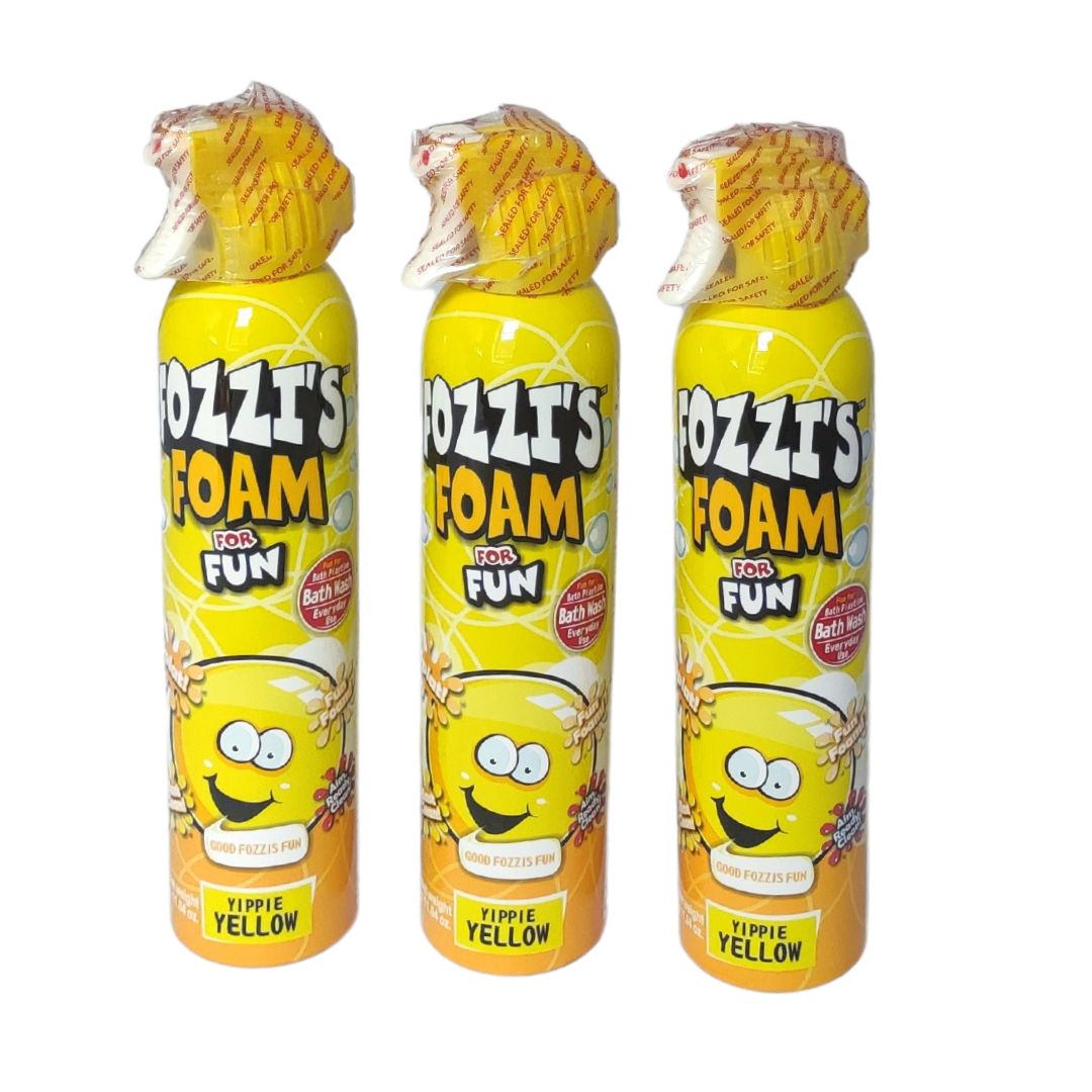 Fozzi's Bath Foam Spray for Kids 11.04 oz, in Yellow, Purple or Orange color (sets of three)